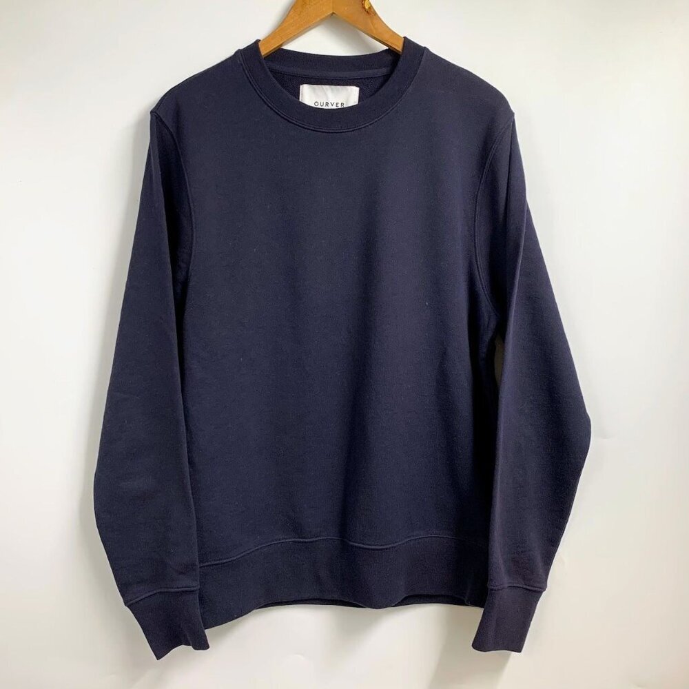 Ourver Men's Classic Egyptian Cotton Crew Neck Long Sleeve Sweatshirt Size M
